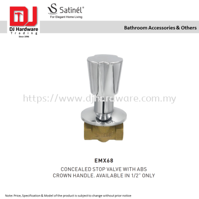 SATINEL FOR ELEGANT HOME LIVING BATHROOM ACCESSORIES & OTHER CONCEALED STOP VALVE WITH ABS CROWN HANDLE AVAILABLE IN 1.2'' ONLY EMX68 (OEL)