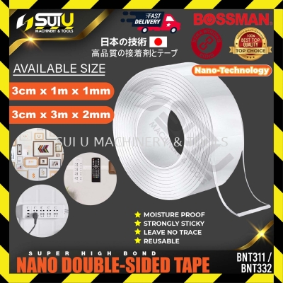 BOSSMAN BNT311/ 332 3CM x 1/3M x 1/2MM Nano Double Sided Tape (Super High Bond)