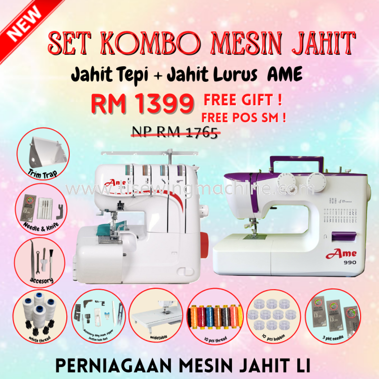 set kombo ame mesin jahit