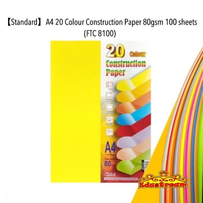 Standard 20 Assorted Colour Paper A4 80gsm 100 Sheets