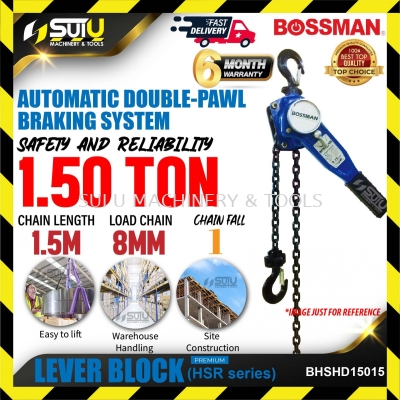 BOSSMAN BHSHD15015 1.5M 1.50 Ton Premium HSR Series Lever Block