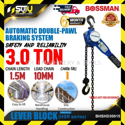 BOSSMAN BHSHD30015 1.5M 3.0 Ton Premium HSR Series Lever Block