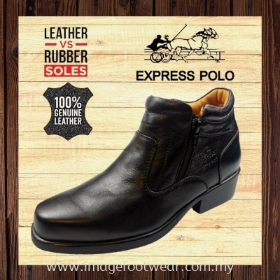 EXPRESS POLO Full Leather Men Shoe- LM-90463- BLACK Colour