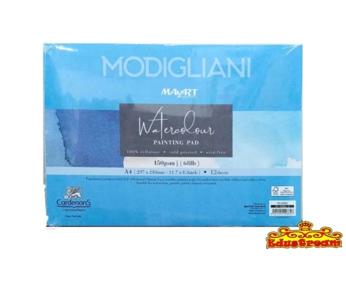 Mayart Modigliani Watercolour Painting Paper Pad A4 12 Sheets 150gsm