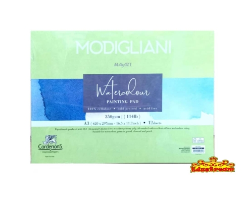 Mayart Modigliani Watercolour Painting Paper Pad A3 12 Sheets 250GSM