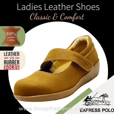 EXPRESS POLO Full Leather Ladies Shoe- LL-90471- WHISKY Colour