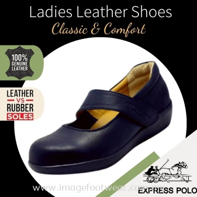 EXPRESS POLO Full Leather Ladies Shoe- LL-90471- BLACK Colour