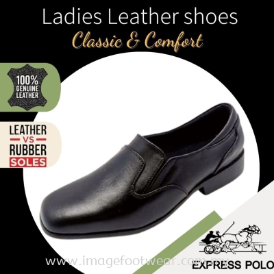 EXPRESS POLO Full Leather Ladies Shoe-LL-90545-BLACK Colour