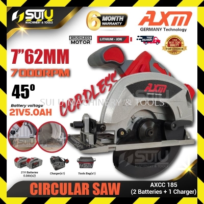 AXM AXCC185 / AXCC 185 21V 7" Brushless Cordless Circular Saw 7000RPM w/ 2 x Batteries 5.0Ah + Charger