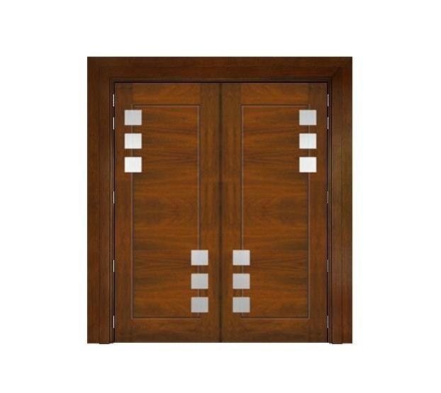 Solid Wooden Main Door USA-13 Teak Color Double Leaf Solid Main Door Solid Wood Door & Wooden  Door Choose Sample / Pattern Chart