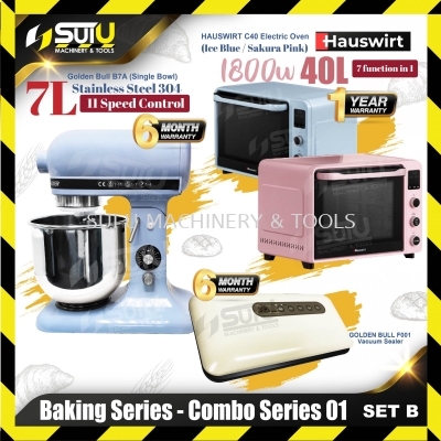 [SET B] BAKING SERIES - COMBO SERIES 01 B7A 7L Stand Mixer + C40 40L Oven + F001 Vacuum Sealer