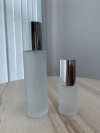 30ml,100ml Frosted Glass Lotion Pump Bottle with Chrome Silver Cap - GLPB002 Glass Bottles Bottles