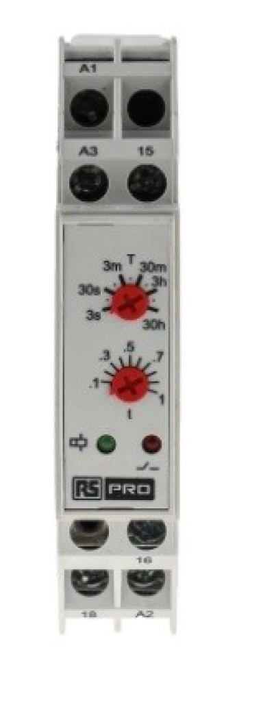 896-6816 - RS PRO SPDT Timer Relay, ON Delay, 24V ac 0.3 s  30h, DIN Rail Mount