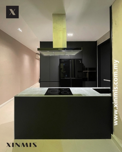 Petaling Jaya Aluminium Matte Door Kitchen Cabinet Design Sample