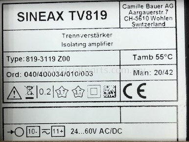 SINEAX Isolating Amplifier TV819 819-3119 Z00