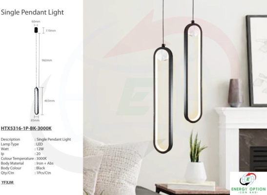 Special Lighting HTX5316 Single Pendant Light - BK 3000K