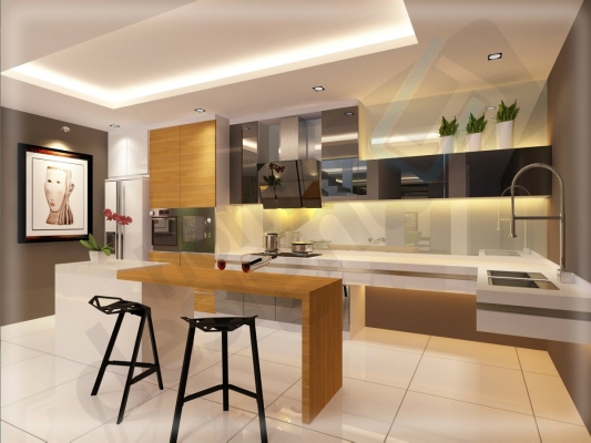 Reka Bentuk 3D Kabinet Dapur basah