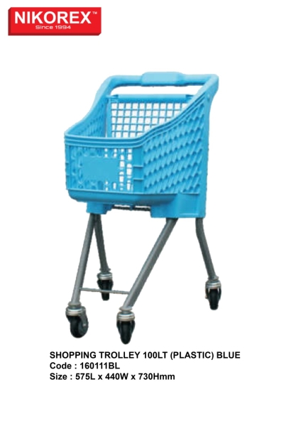 160111BL - SHOPPING TROLLEY 100LT (PLASTIC) BLUE