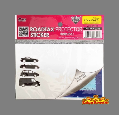 Cactus Car Roadtax Protector Sticker Static PVC 2'S