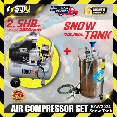 Air Compressor Set EUROX EAW2524 / EAX2524 24L 2.5HP Air Compressor 2850RPM + 70/80L Snow Tank