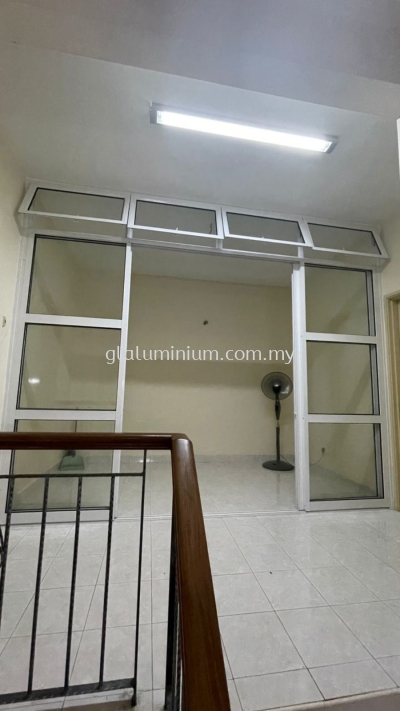 sliding doors 4 panel + Above Top hung ( p/c white + 5mm clear glass) @Jalan Sri Sungai Long, Sungai Long, Cheras 