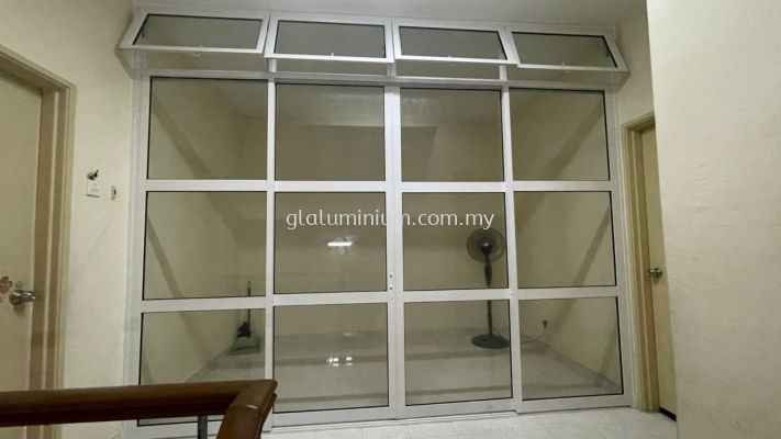 sliding doors 4 panel + Above Top hung ( p/c white + 5mm clear glass) @Jalan Sri Sungai Long, Sungai Long, Cheras 