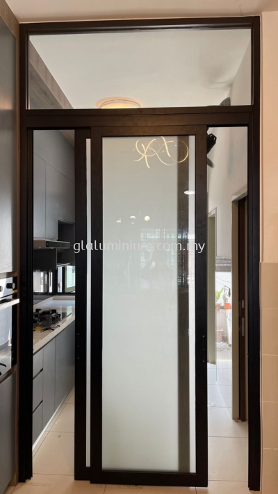 Hanging sliding doors ( 2 Panel) + powder coating black + 5mm frosted glass 