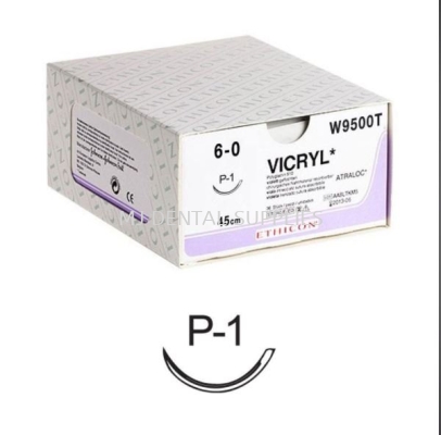 VICRYL SUTURE 6/0, UNDYED (ABSORBABLE) #W9500T, J&J