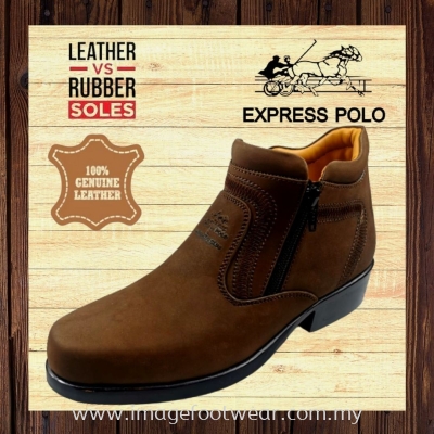 EXPRESS POLO Full Leather Men Shoe- LM-90266-DARK BROWN Colour