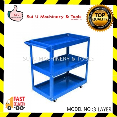 3 Layer Service Cart Tools Trolley 120kg (Blue)