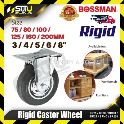 BOSSMAN BR75/ BR80/ BR100/ BR125/ BR160/ BR200 1PCS 75-200MM Rigid Castor Wheel