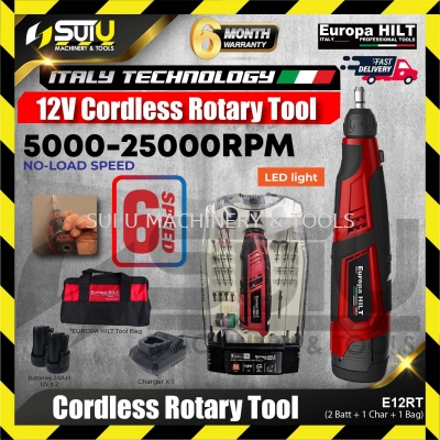 EUROPA HILT E12RT 12V Cordless Rotary Tool w/ Accessories 25000RPM w/ 2 x Batteries 2.0Ah + Charger + Tool Bag 