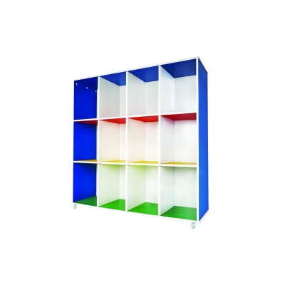 QA039 Multi-Coloured 12 Hole Cubby Shelf