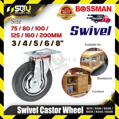 BOSSMAN BS75/ BS80/ BS100/ BS125/ BS160/ BS200 1PCS 75-200MM Swivel Castor Wheel