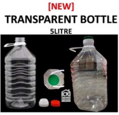 (848) 5 Liter Bottle Plastic with Cover & Handle [ 1set ] - Botol Plastik / Kosong / Empty / 5000ml 5 L