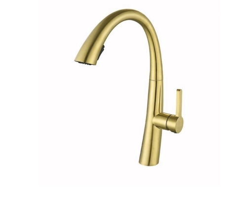 HUN SINGLE LEVER SINK MIXER WITH PULL-OUT SPRAY (SUS 304) HWT 634 GOLD