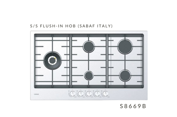 DE&E S8669B Stainless Steel 5-Burner Built-In Gas Hob