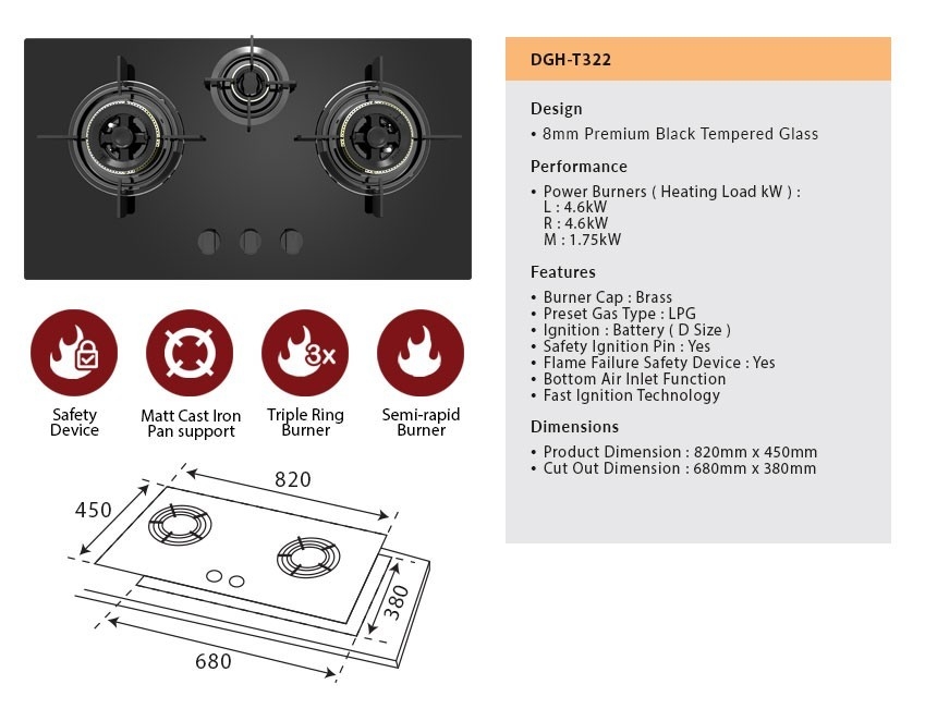 Dapur Gas Vees DGH-T322 Dapur Elektrik / Dapur Gas Vees Dapur & Bilik Mandi Katalog & Brosur