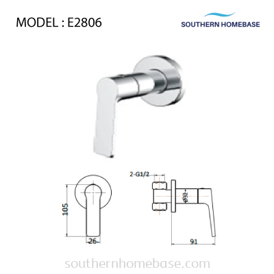 BATHROOM WALL CONCEALED STOP COCK ELITE E2806