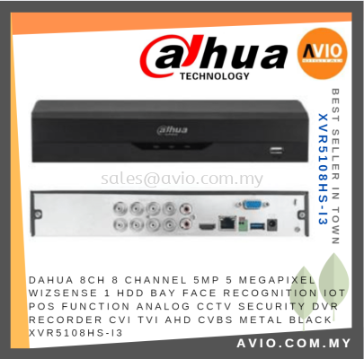 Dahua 8CH 8 Channel 5MP 5 Megapixel Wizsense 1 HDD Bay Face Recognition IOT POS Analog CCTV DVR Recorder XVR5108HS-I3