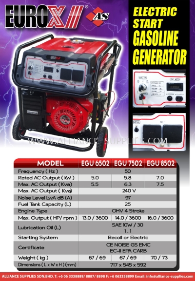 Electric Start Gasoline Generator EGU 6502 / EGU 7502 / EGU 8502