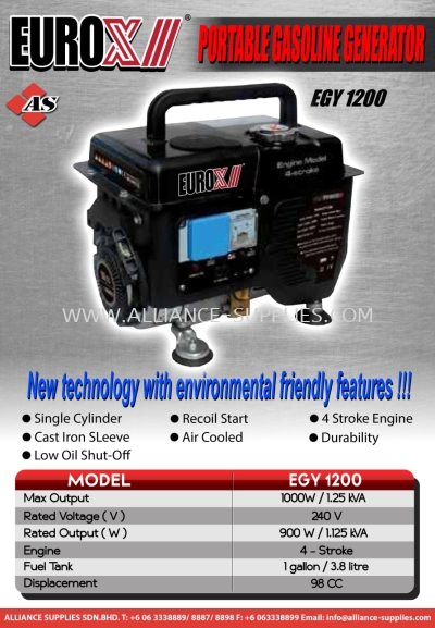 Portable Gasoline Generator EGY 1200