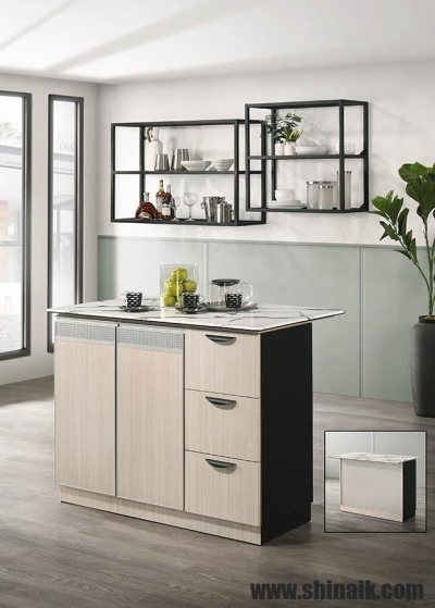 3318-228 (4'ft) Kabinet Meja Pulau Dapur Bawah Yang Siap Sedia Warna Two-Tone  Ash & Grey 