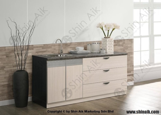 3318-229 (6'ft) Kabinet Dapur Sinki Yang Siap Sedia Warna Two-Tone  Ash & Grey 