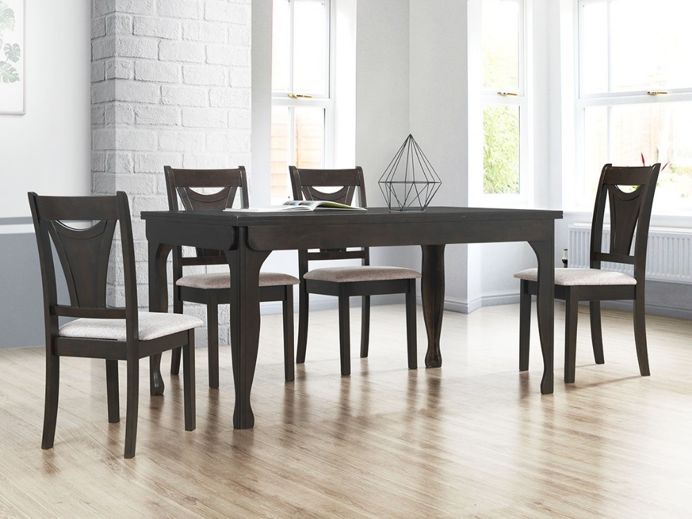 Dining Set (6 Seater) - T1850+C1850 6 Seater Wooden Dining Set Dining Furniture Choose Sample / Pattern Chart