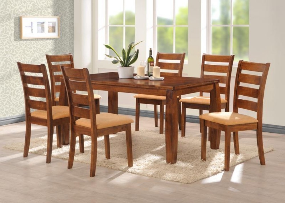 Dining Set (6 Seater) - T1855+C1855 6 Seater Wooden Dining Set Dining Furniture Choose Sample / Pattern Chart