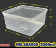 MS SQ2000 2000ml Square Container with Lid [ 10sets ] Plastic Disposable Food Box SQ 2000 ml - Bekas Petak Plastik Food Storage & Dispensers