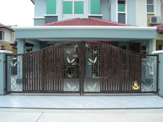 Contoh Rekaan Pintu Pagar Besi Tempa (Wrought Iron) - Selangor Klang