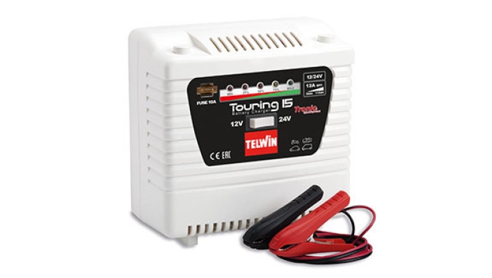 TELWIN 12/24V BATTERY CHARGER W.ELECTRONIC CONTROL,OVERLOAD&POLARITY REVERSAL RECOGNITION-TOURING 15