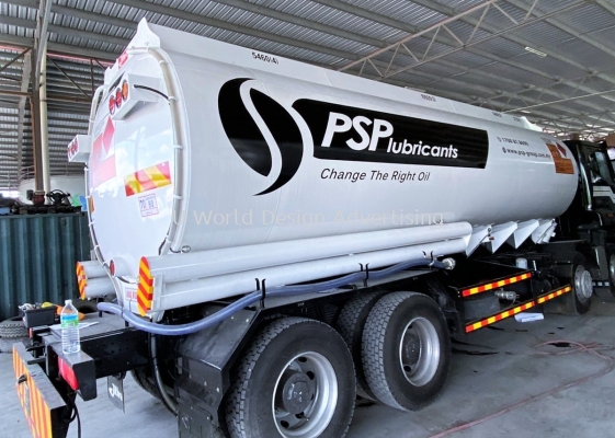 PSP LUBRICANTS (M) SDN BHD LORRY TRUCK CUTTING STICKER DESIGN AT KAMPUNG TELOK GONG, PELABUHAN KLANG, PORT KLANG, SELANGOR, MALAYSIA